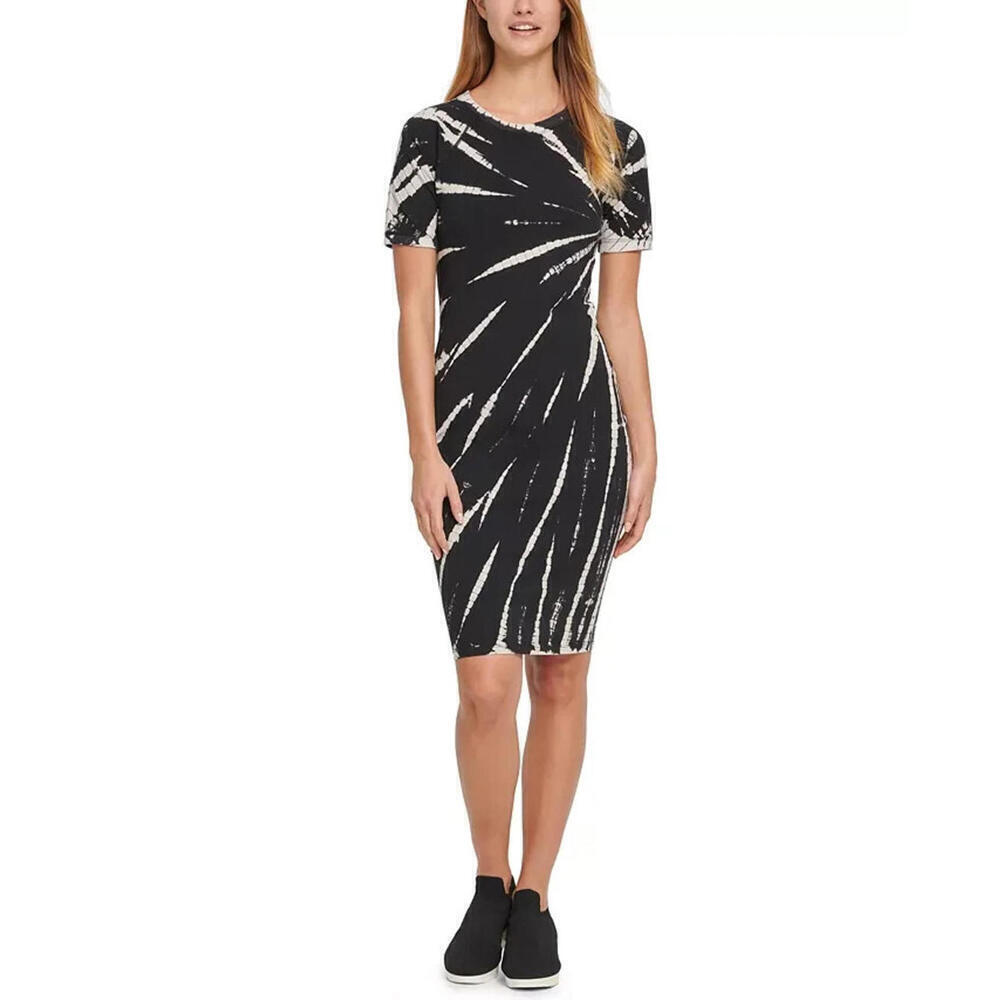 New DKNY Women's Sport Tie Dyed T Shirt Dress Black/White, Size: X-Small - Picture 1 of 3